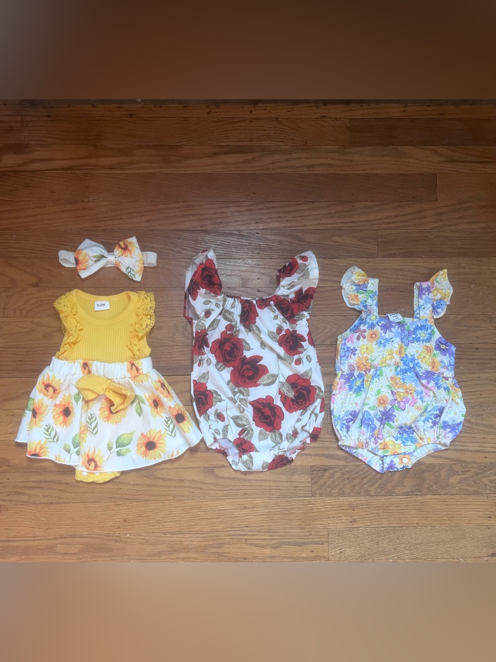 SHEIN Yellow Sunflower Dress with Matching Bow Headband - Girls Casual